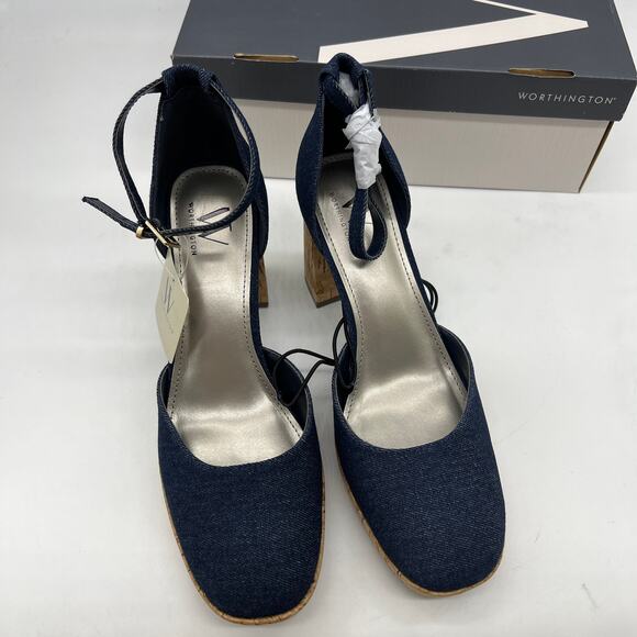 Worthington Womens Panama Block Heel Pumps Denim Size 9.5 M - Picture 4 of 9